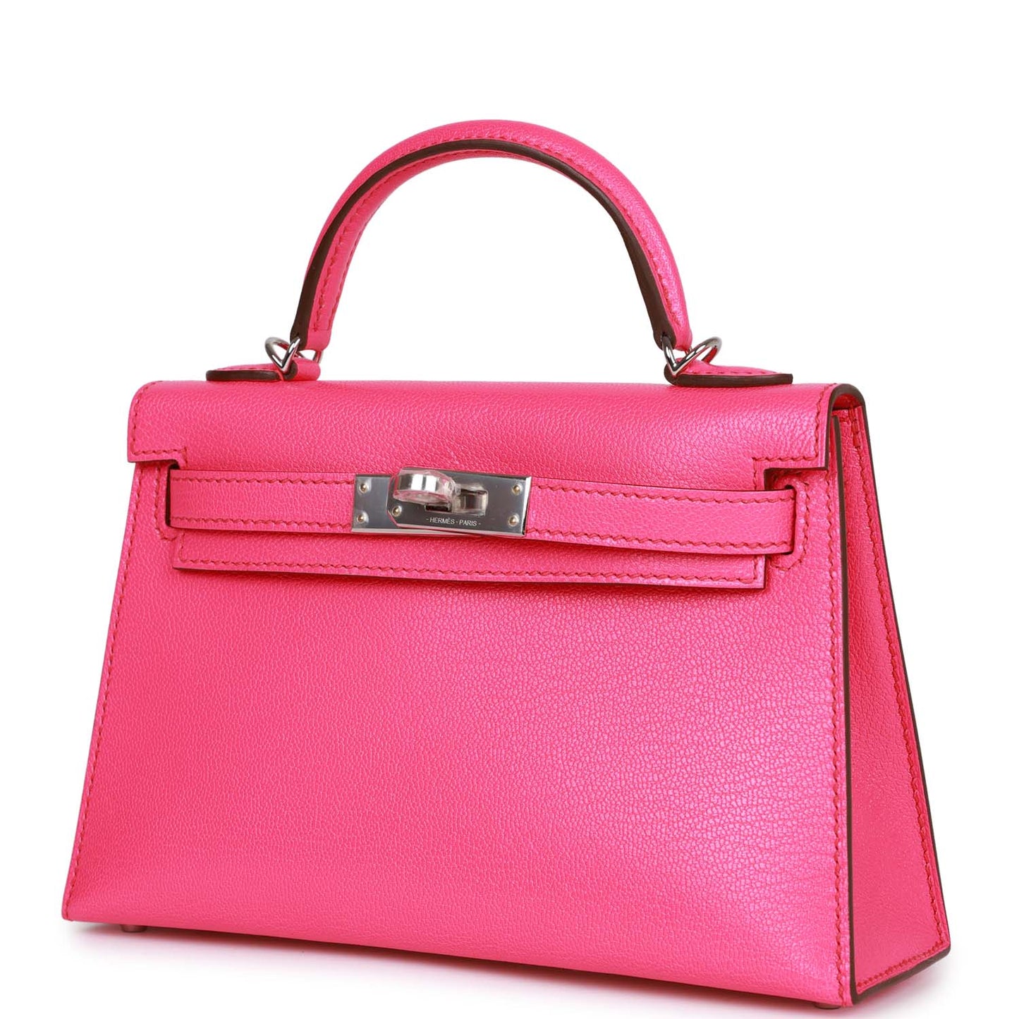 Hermes Kelly Sellier 20 Rose Pop Chevre Chamkila Palladium Hardware