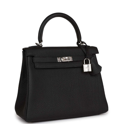 Hermes Kelly Retourne 25 Black Togo Palladium Hardware