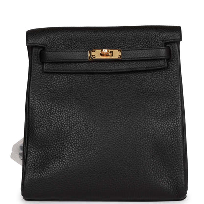 Hermes Kelly Ado Backpack Black Clemence Gold Hardware