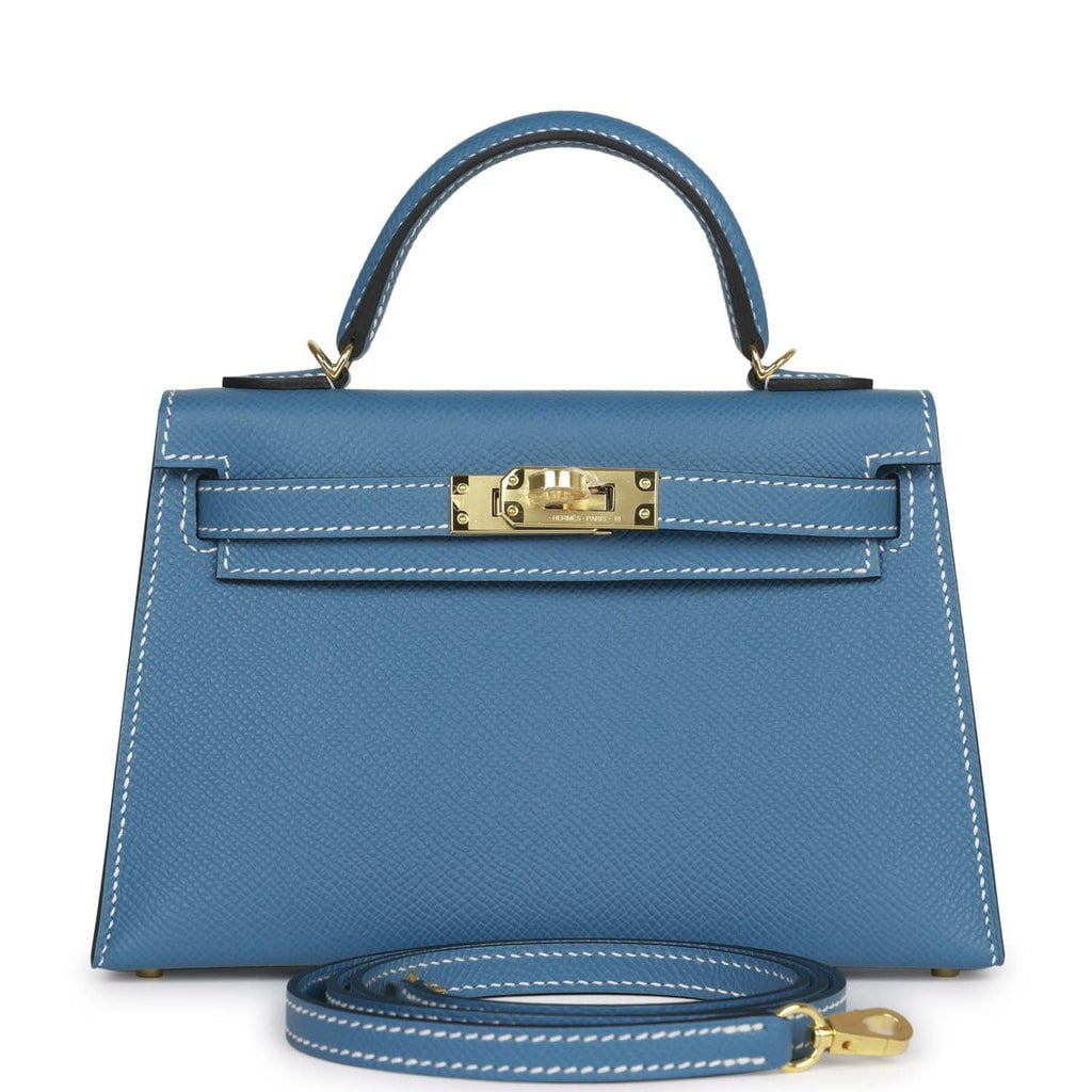 Hermes Kelly Sellier 20 Blue Jean Epsom Gold Hardware