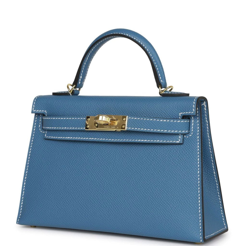 Hermes Kelly Sellier 20 Blue Jean Epsom Gold Hardware