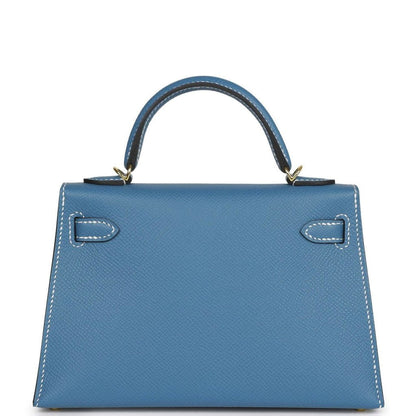 Hermes Kelly Sellier 20 Blue Jean Epsom Gold Hardware