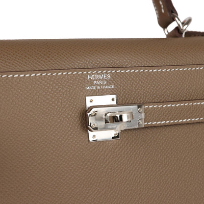 Hermes Kelly Sellier 25 Etoupe Epsom Palladium Hardware