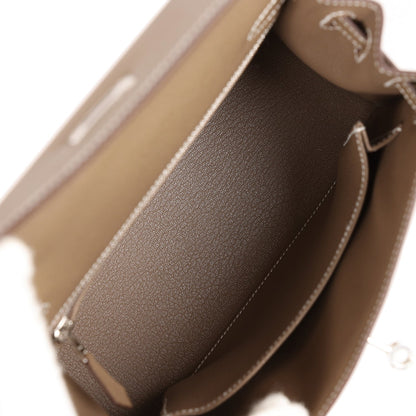 Hermes Kelly Sellier 25 Etoupe Epsom Palladium Hardware