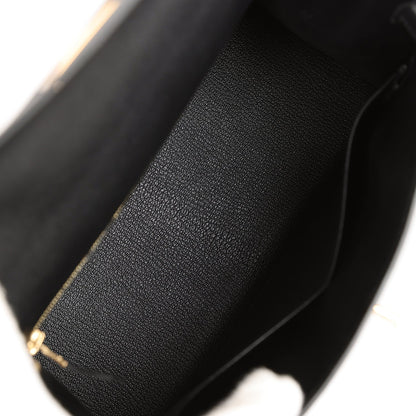 Hermes Kelly Sellier 28 Black Epsom Gold Hardware