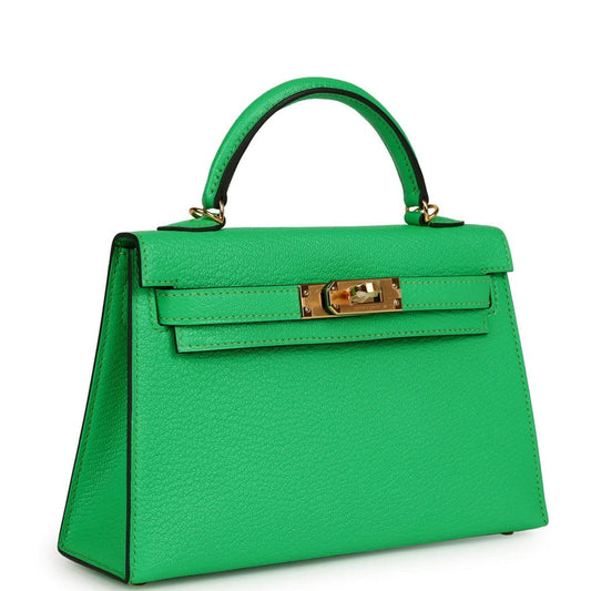 Hermes Kelly Sellier 20 Vert Comics Chevre Gold Hardware