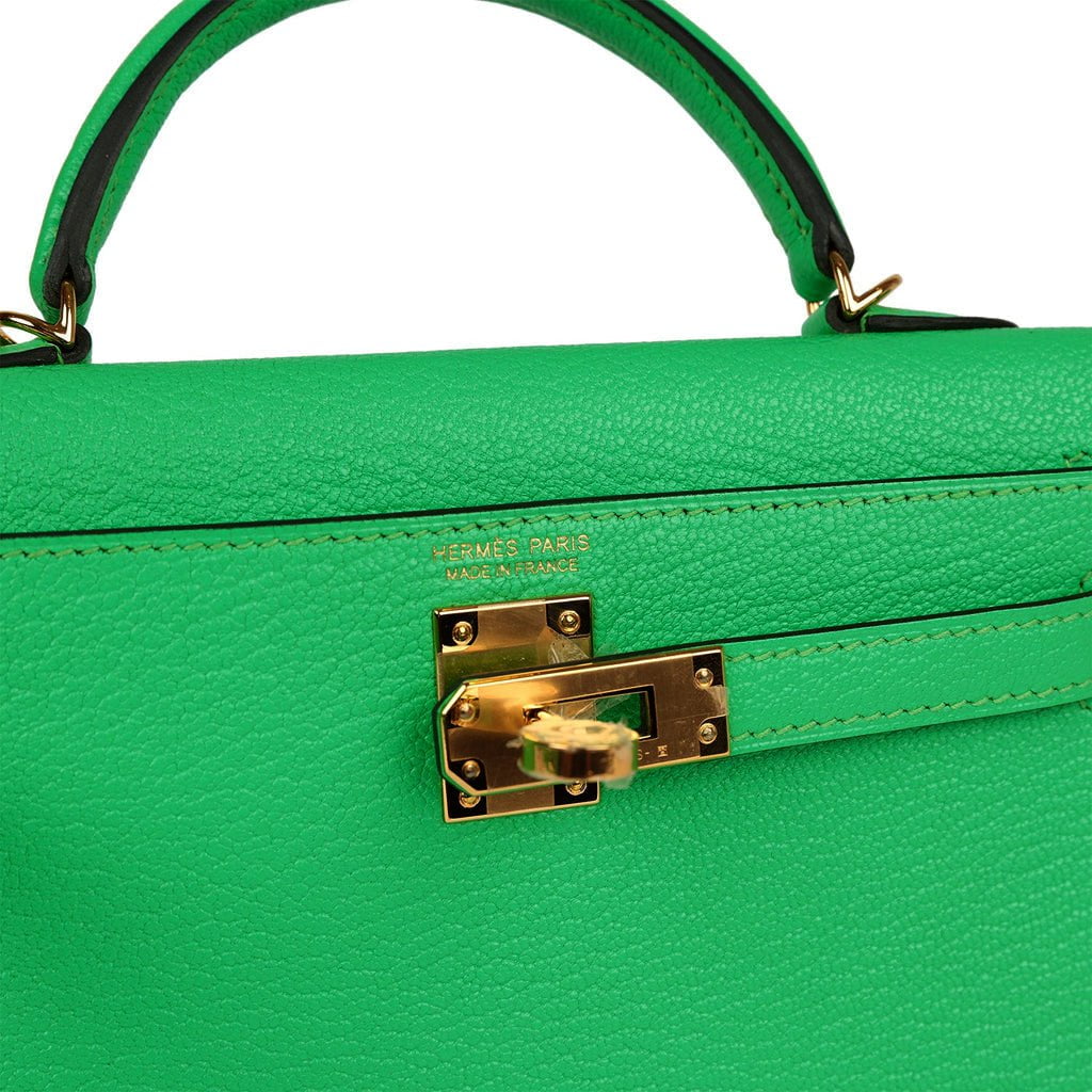 Hermes Kelly Sellier 20 Vert Comics Chevre Gold Hardware