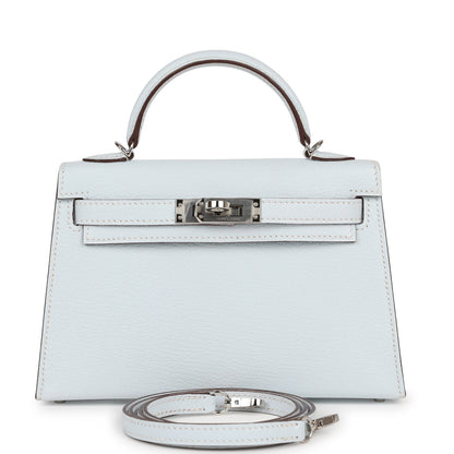 Hermes Kelly Sellier 20 Bleu Brume Chevre Palladium Hardware