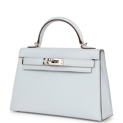 Hermes Kelly Sellier 20 Bleu Brume Chevre Palladium Hardware