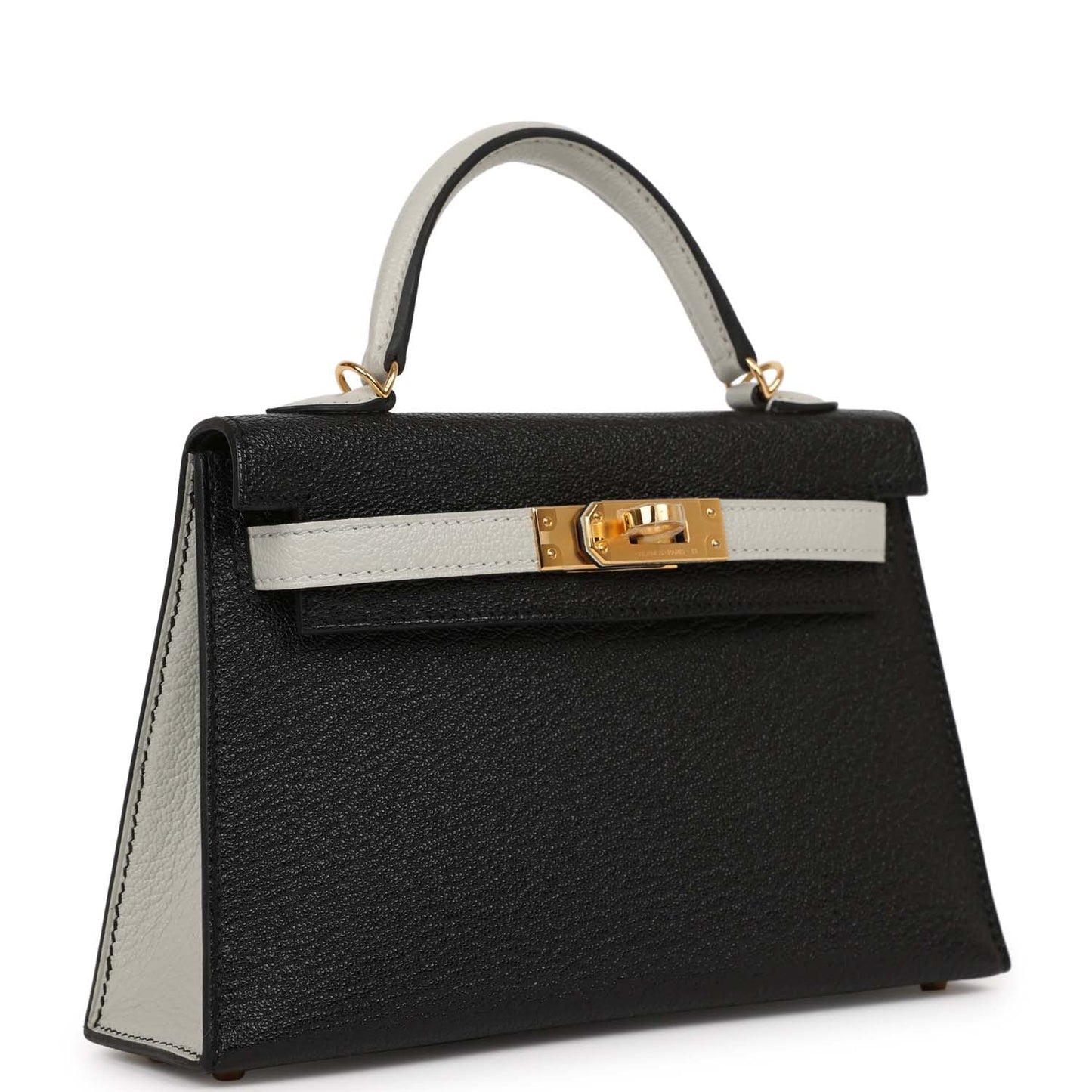 Hermes HSS Kelly Sellier 20 Black and Gris Perle Chevre Mysore Gold Hardware