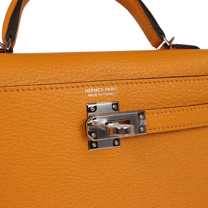 Hermes Kelly Sellier 20 Moutarde Chevre Mysore Palladium Hardware