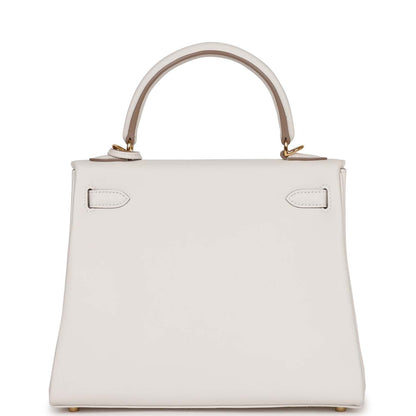 Hermes Kelly Retourne 25 Gris Pale Swift Gold Hardware