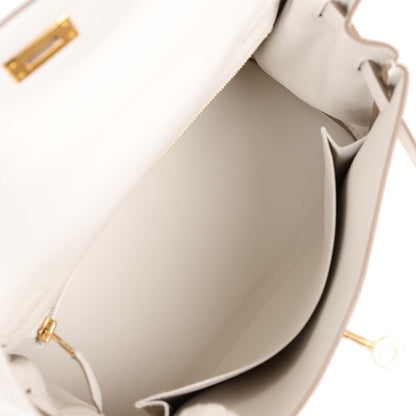 Hermes Kelly Retourne 25 Gris Pale Swift Gold Hardware