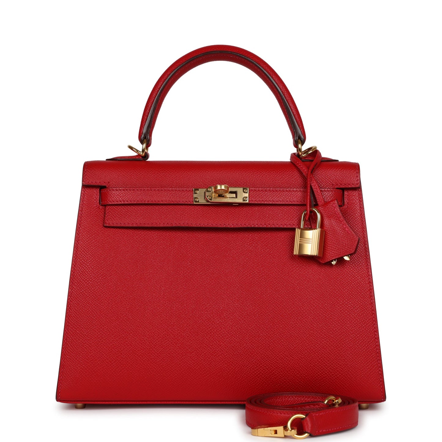 Hermes Kelly Sellier 25 Rouge Casaque Epsom Gold Hardware