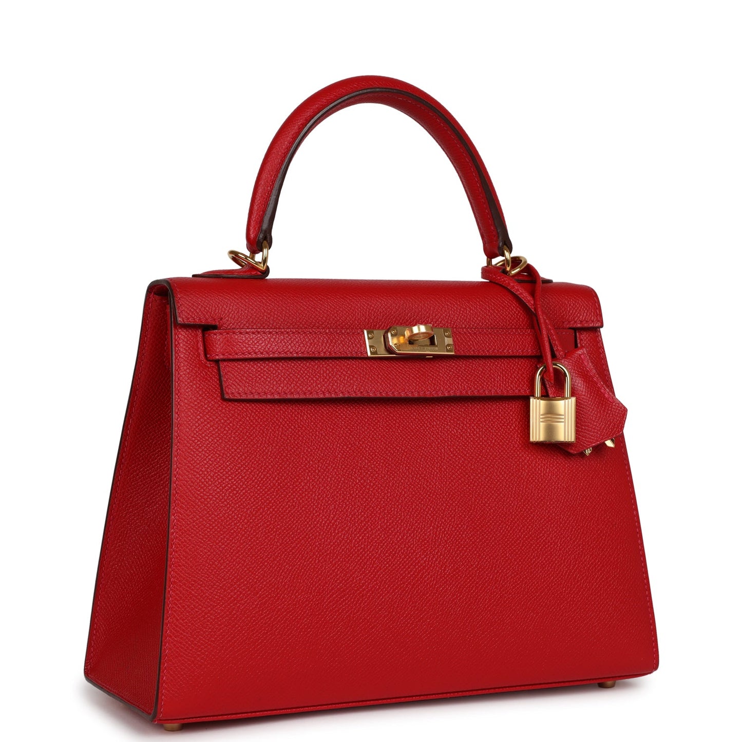 Hermes Kelly Sellier 25 Rouge Casaque Epsom Gold Hardware