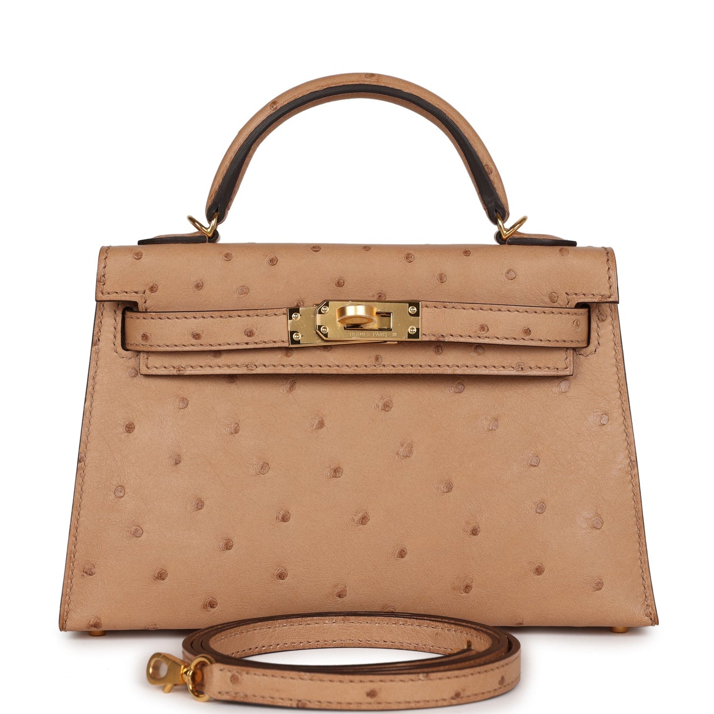 Hermes Kelly Sellier 20 Chai Ostrich Gold Hardware