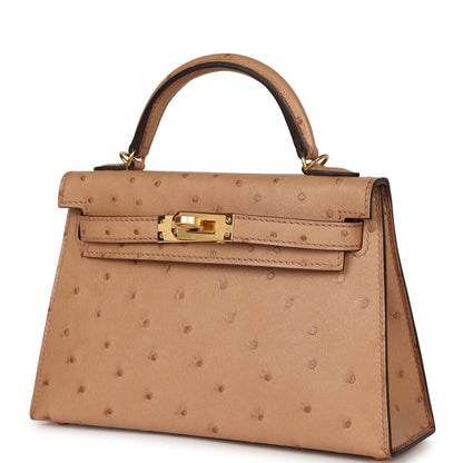 Hermes Kelly Sellier 20 Chai Ostrich Gold Hardware