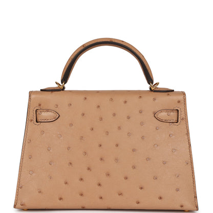 Hermes Kelly Sellier 20 Chai Ostrich Gold Hardware