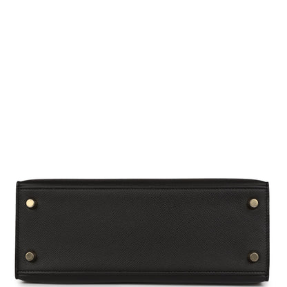 Hermes Kelly Sellier 25 Black Epsom Gold Hardware