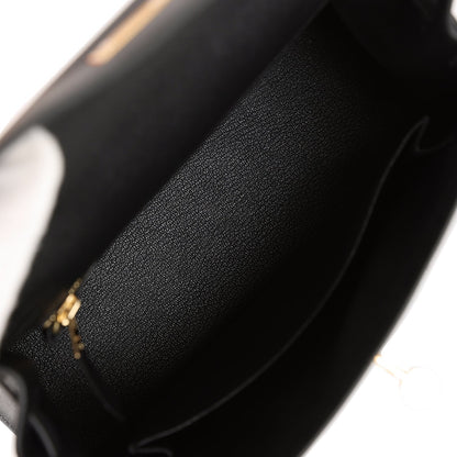 Hermes Kelly Sellier 25 Black Epsom Gold Hardware