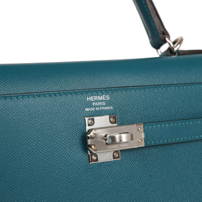 Hermes Kelly Sellier 25 Vert Bosphore Verso Madame Palladium Hardware