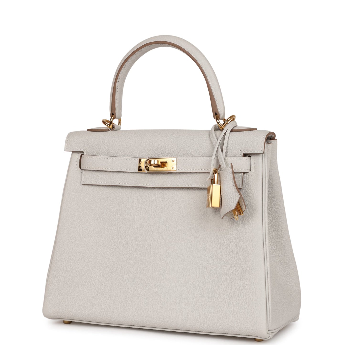 Hermes Kelly Retourne 25 Gris Pale Togo Gold Hardware