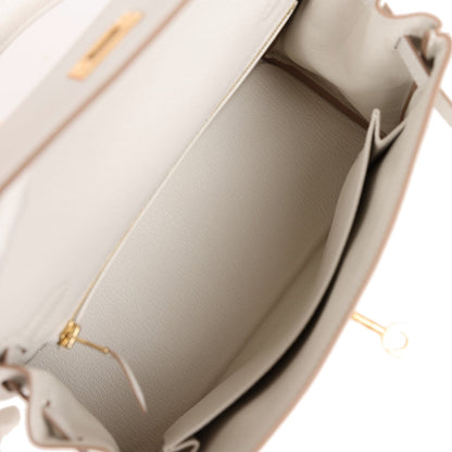 Hermes Kelly Retourne 25 Gris Pale Togo Gold Hardware