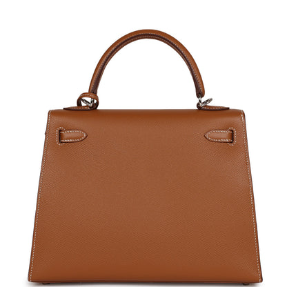 Hermes Kelly Sellier 25 Gold Epsom Palladium Hardware