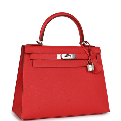 Hermes Kelly Sellier 28 Rouge Tomate Epsom Palladium Hardware