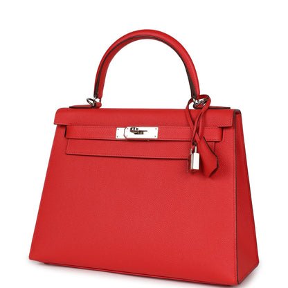 Hermes Kelly Sellier 28 Rouge Tomate Epsom Palladium Hardware