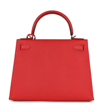 Hermes Kelly Sellier 28 Rouge Tomate Epsom Palladium Hardware