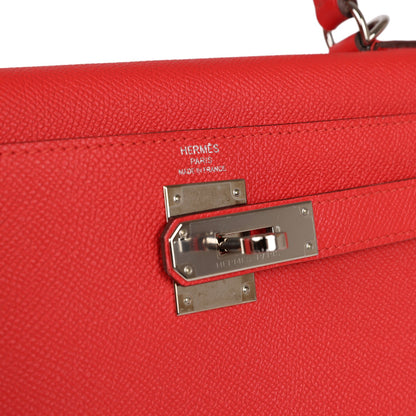 Hermes Kelly Sellier 28 Rouge Tomate Epsom Palladium Hardware