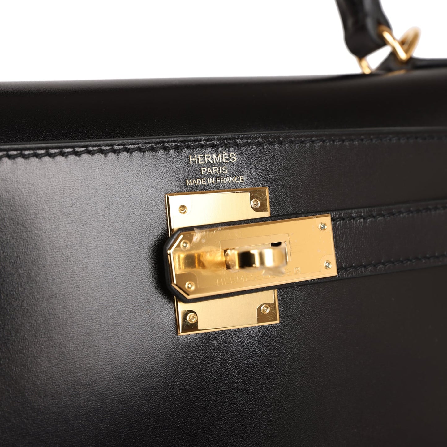 Hermes Kelly Sellier 28 Black Box Gold Hardware