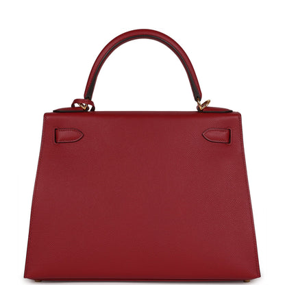 Hermes Kelly Sellier 28 Rouge Grenat Epsom Gold Hardware