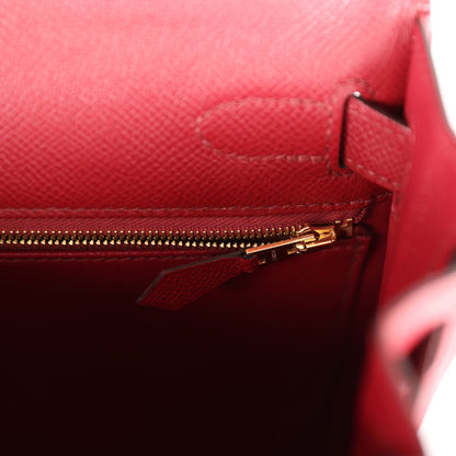 Hermes Kelly Sellier 28 Rouge Grenat Epsom Gold Hardware