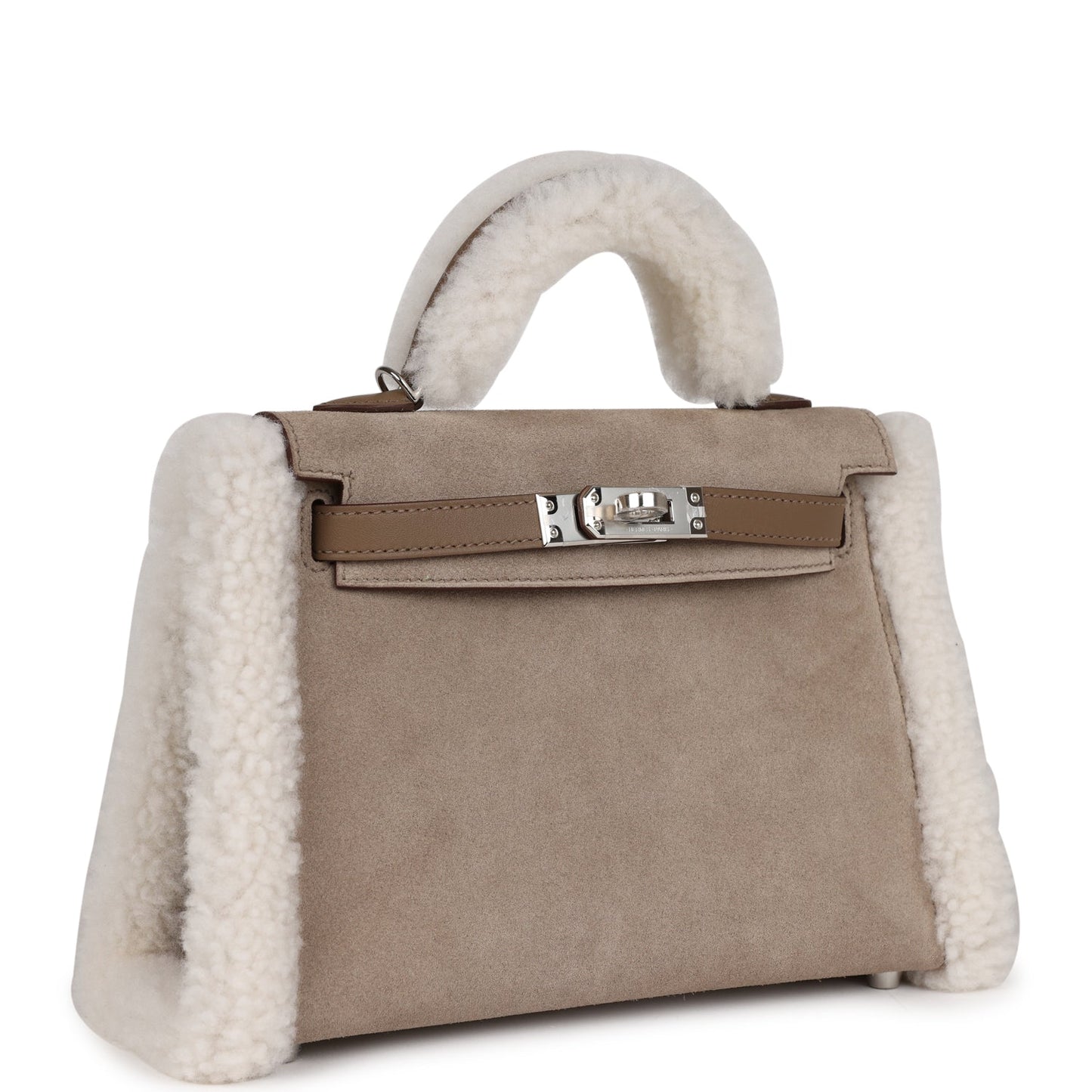 Hermes Teddy Kelly 20 Etoupe Shearling and Swift Palladium Hardware