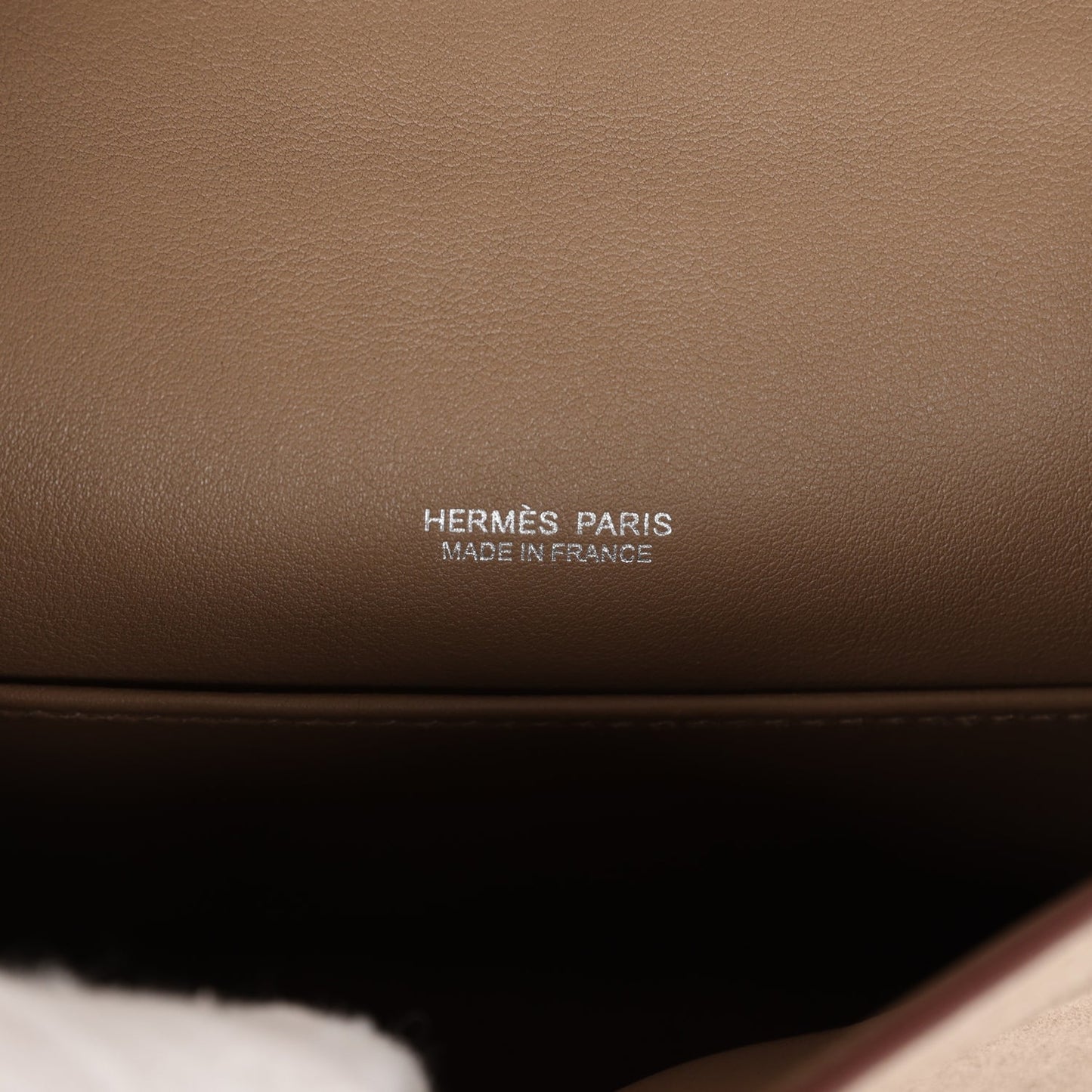 Hermes Teddy Kelly 20 Etoupe Shearling and Swift Palladium Hardware