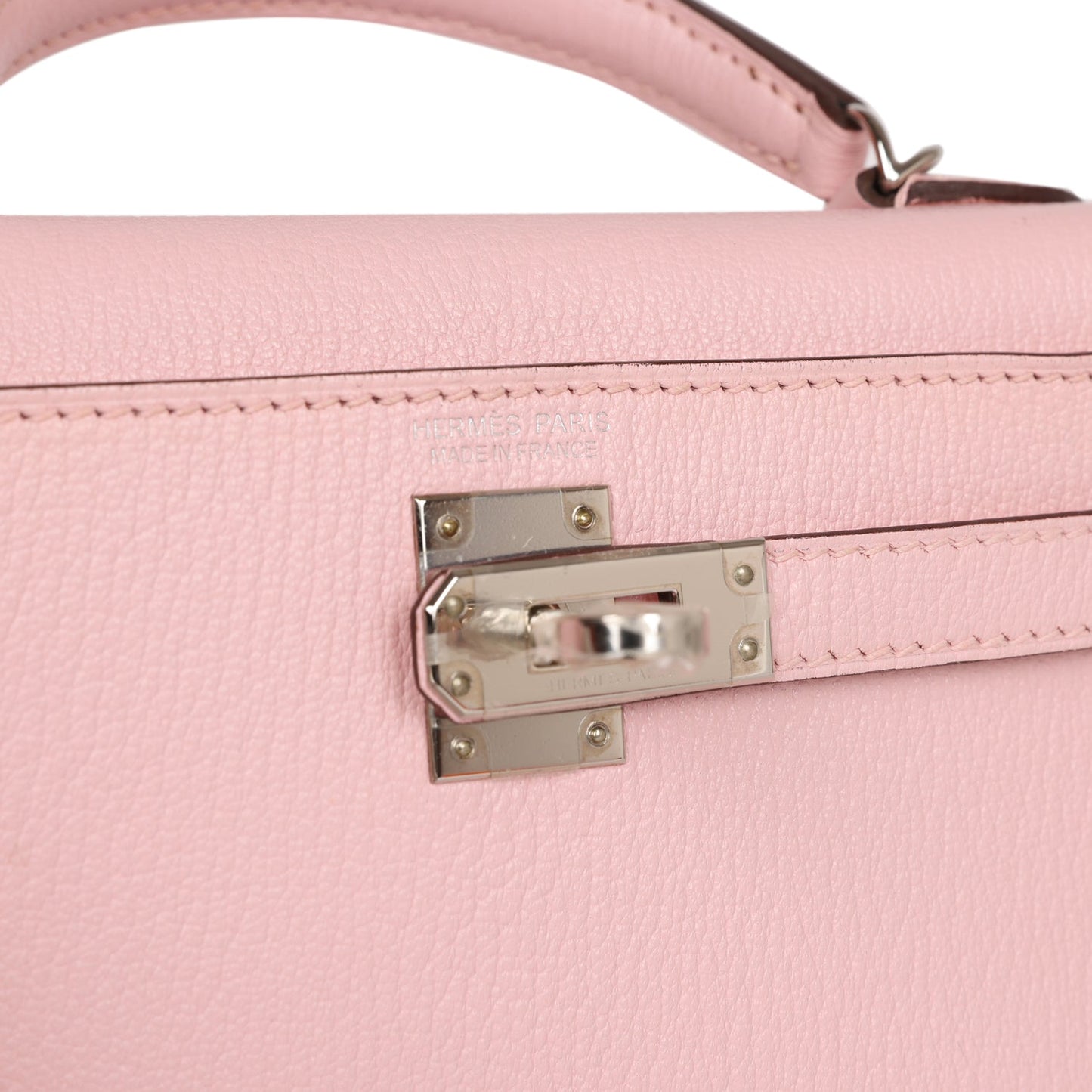 Hermes Kelly Sellier 20 Rose Sakura Chevre Palladium Hardware