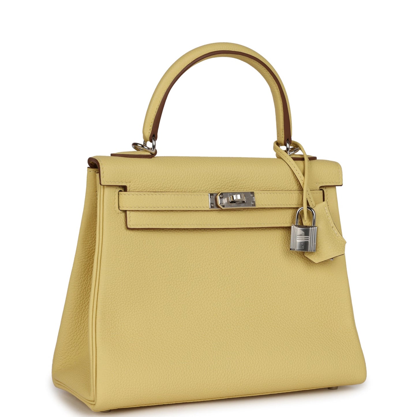 Hermes Kelly Retourne 25 Jaune Poussin Togo Palladium Hardware