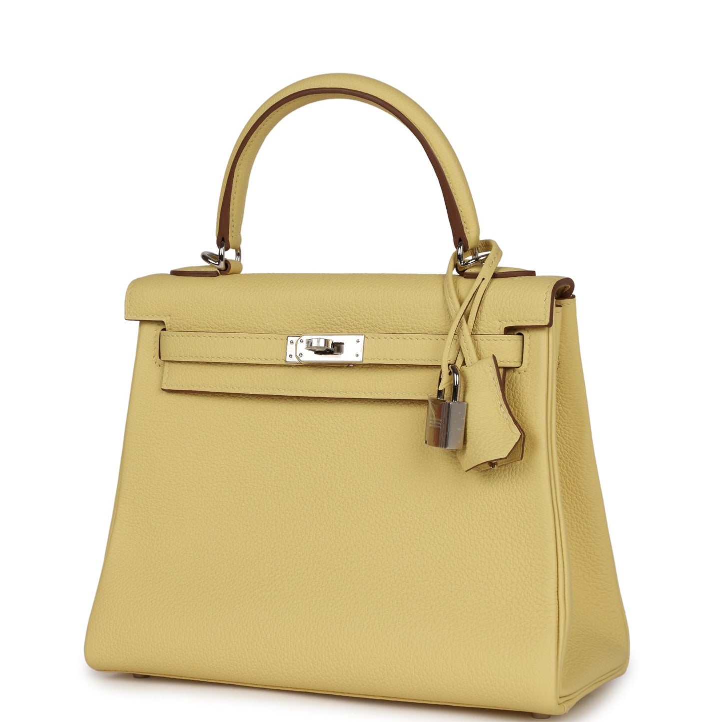 Hermes Kelly Retourne 25 Jaune Poussin Togo Palladium Hardware