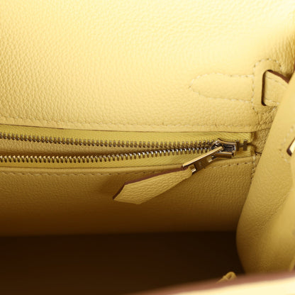 Hermes Kelly Retourne 25 Jaune Poussin Togo Palladium Hardware