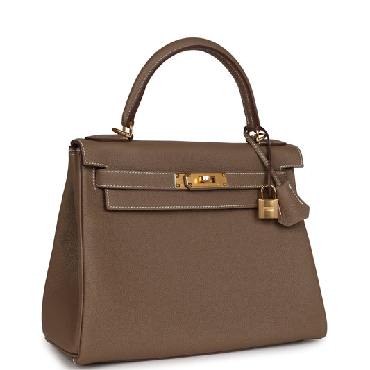 Hermes Kelly Retourne 28 Etoupe Togo Gold Hardware