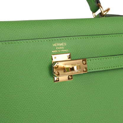 Hermes Kelly Sellier 25 Vert Yucca Epsom Gold Hardware