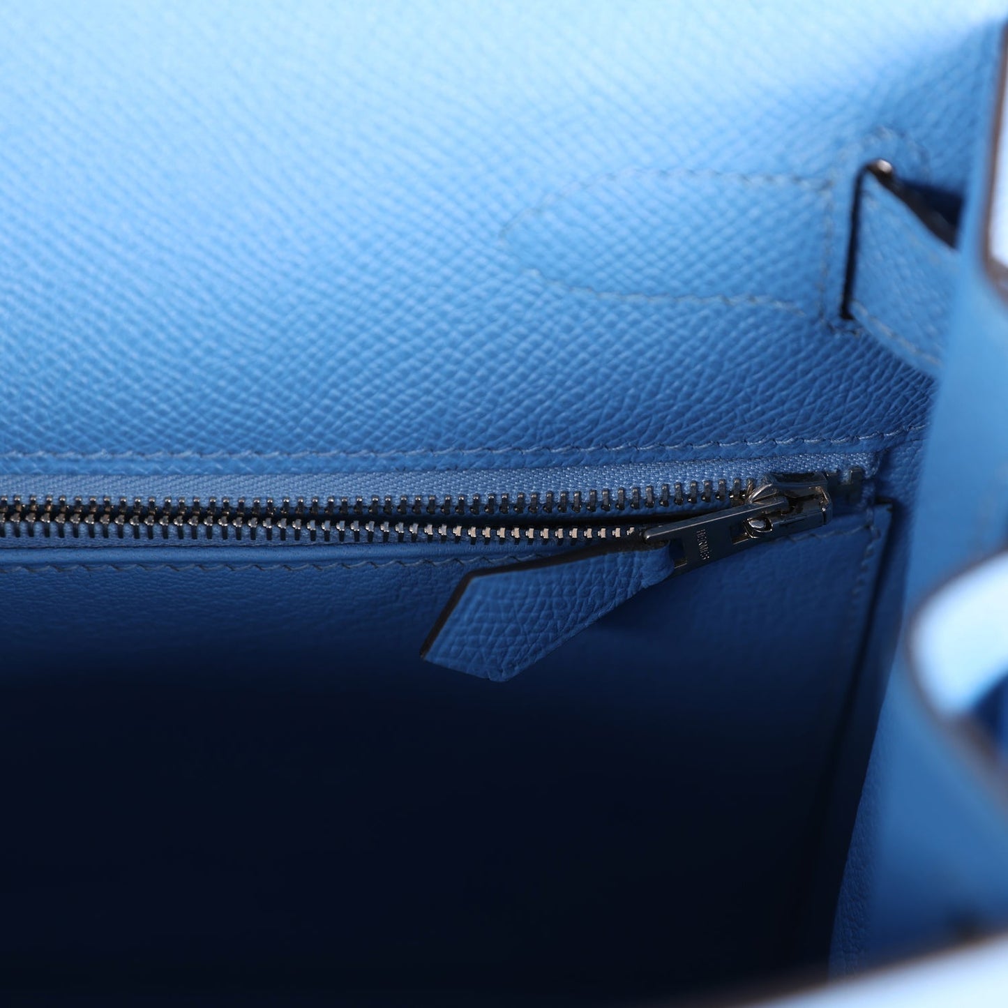 Hermes Kelly Sellier 28 Bleu Azur Epsom Palladium Hardware