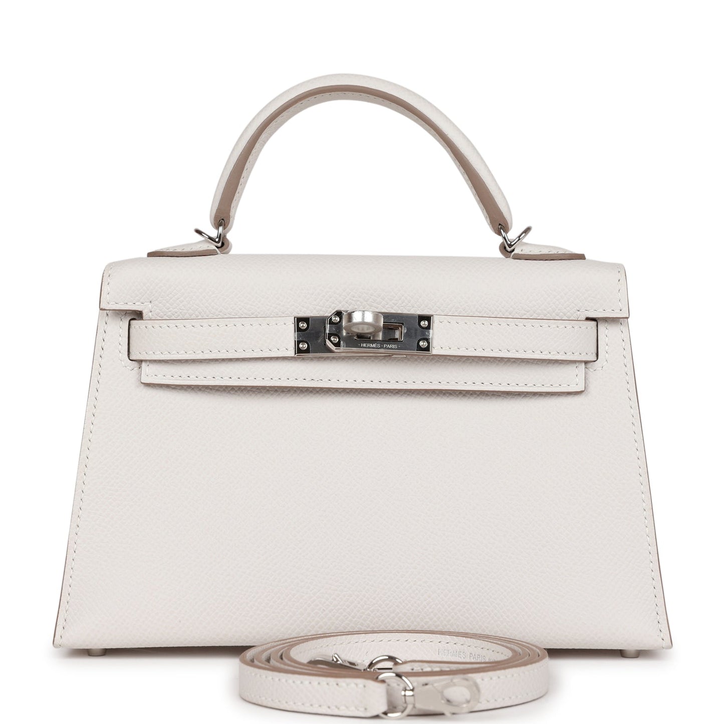 Hermes Kelly Sellier 20 Gris Pale Epsom Palladium Hardware