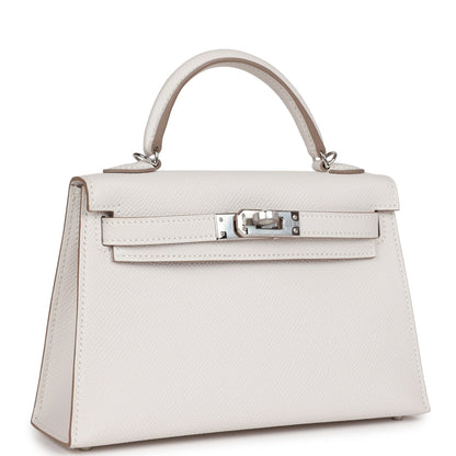 Hermes Kelly Sellier 20 Gris Pale Epsom Palladium Hardware