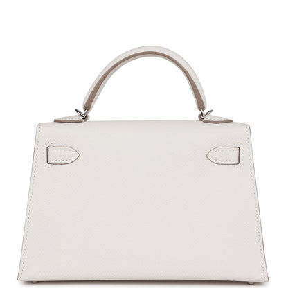 Hermes Kelly Sellier 20 Gris Pale Epsom Palladium Hardware