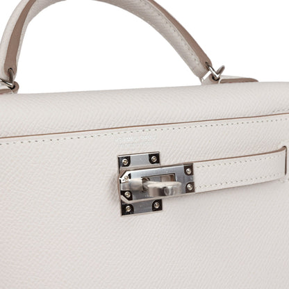 Hermes Kelly Sellier 20 Gris Pale Epsom Palladium Hardware