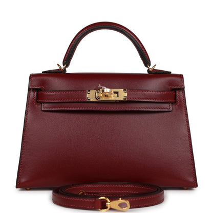 Hermes Kelly Sellier 20 Rouge H Box Gold Hardware