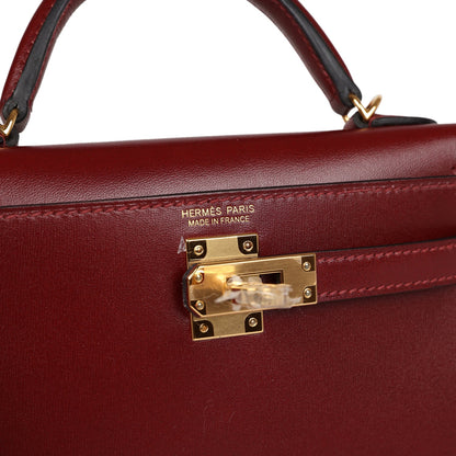 Hermes Kelly Sellier 20 Rouge H Box Gold Hardware